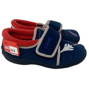 Clarks Childrens Slippers Jet Sleep Navy Synthetic US 8.5 W UK 8 G NEW